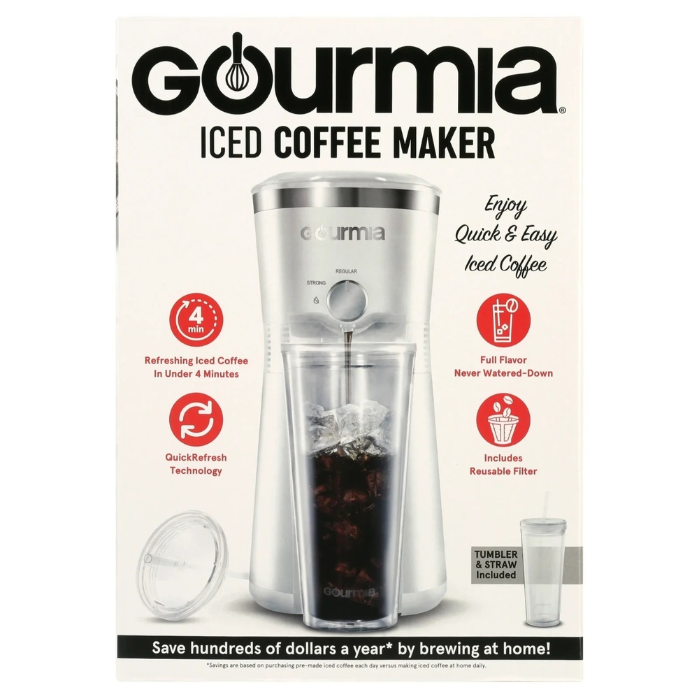 Gourmia Iced Coffee Maker with 25 fl oz. Reusable Tumbler -‎ White